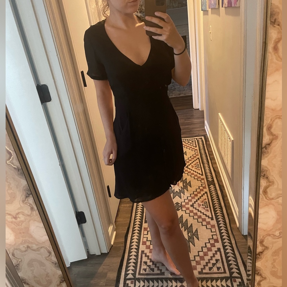 Reformation Open Back Black Button Down Mini